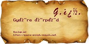Gyüre Árpád névjegykártya